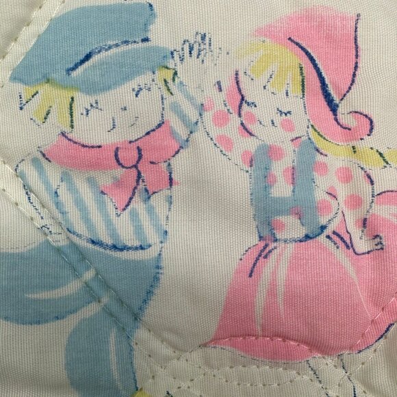 Vintage Baby Blanket Crib Toddler Bedding Dutch Yellow Pink 1950s Kitschy - Picture 5 of 10